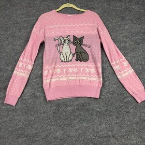 Sailor Moon Pink Luna & Artemis Knit Sweater Size Small